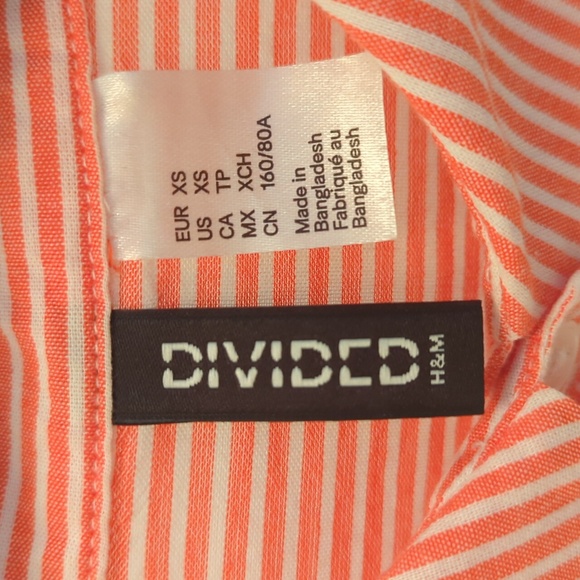H&M Oversized Button Down Shirt, Size XS, Orange - Picture 6 of 8